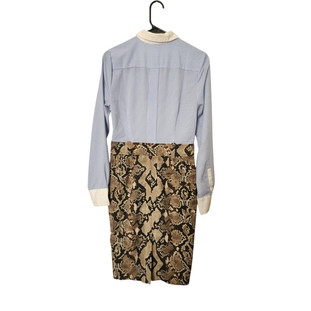 Altuzarra Pinstripe Blue and Brown Snakeprint Career Office Dress - Picture 4 of 15